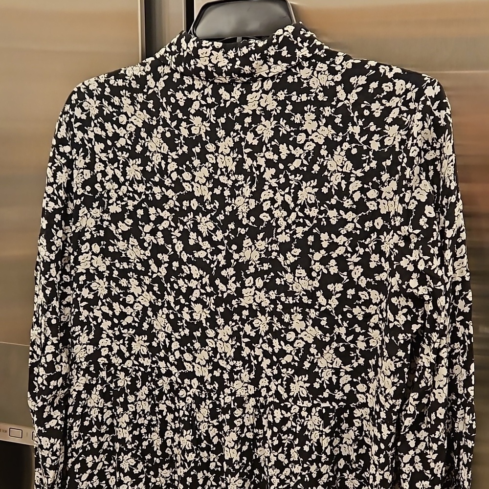 💕GANNI💕 Printed Crepe Layer Midi Dress ~ Viscose Black Floral Print 36 EU - Picture 14 of 16